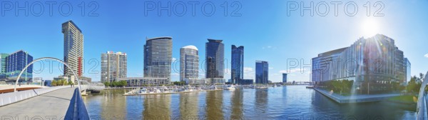 Landscape of Melbourne south wharf skyline at Docklands the yarra river at spring, Australia, Oceania