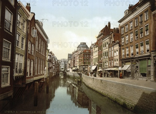 The Steiger Canal, Rotterdam, Holland, c. 1895, Historical, digitally restored reproduction from a 19th century original, Record date not stated