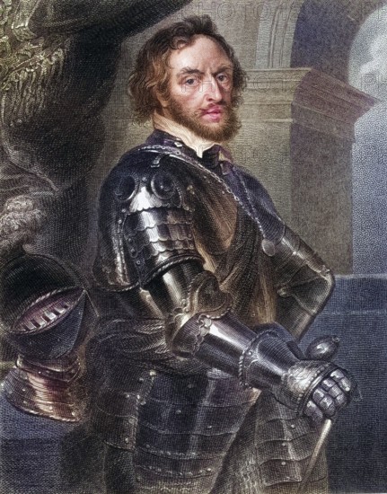 Thomas Howard 2nd (or 14th) Earl of Arundel, Earl of Surrey, Earl of Norfolk, 1585-1646, English nobleman, known for his marble collection and his manuscripts. From Lodges British Portraits, published 1823, Historical, digitally restored reproduction from a 19th century original, Record date not stated