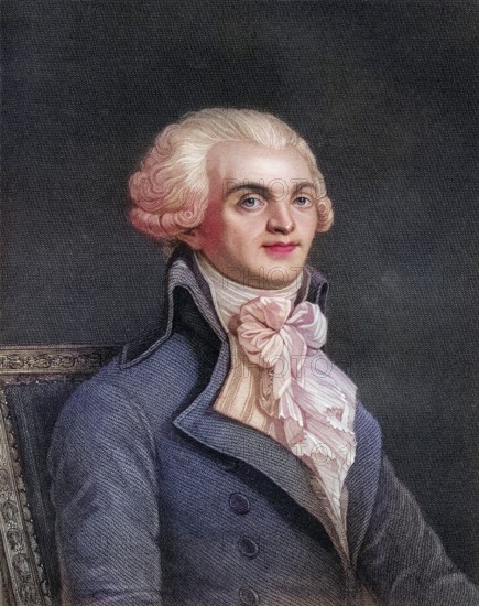 Maximilien Robespierre 1758-1794 Jacobin leader during the French Revolution, Historical, digitally restored reproduction from a 19th century original, Record date not stated