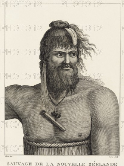 Man from the South Seas, after a drawing by the explorer Jean-Francois de Galaup, c. 1780, Historic, digitally restored reproduction from a 19th century original, Record date not stated