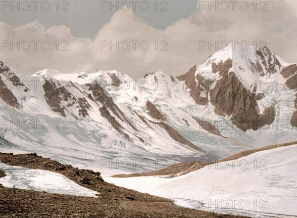 Ortler, Madritschjoch, with Königsspitze, Kreuzspitze and Suldenspitze, Tyrol, formerly Austria-Hungary, today Austria, Historical, digitally restored reproduction from a 19th century original, Record date not stated