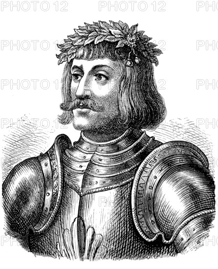 Ulrich von Hutten, 21 April 1488, 29 August 1523, a German Renaissance humanist, poet, church critic and publicist, historical, digital reproduction of an original from the 19th century