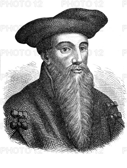 Johann Georg Faust, also Georg Faust, around 1480 to around 1541, a travelling miracle healer, alchemist, magician, astrologer and fortune teller, historical, digital reproduction of an original from the 19th century