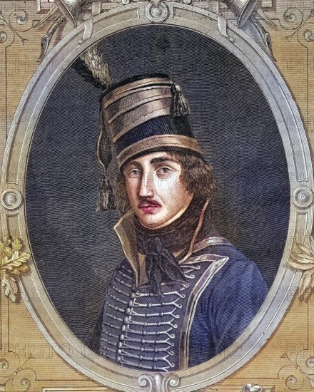 Francois Severin Desgraviers-Marceau (born 1 March 1769 in Chartres died 21 September 1796 in Altenkirchen) was a general of the First French Republic, Historical, digitally restored reproduction from a 19th century original, Record date not stated
