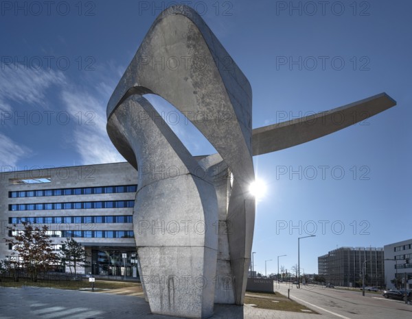 Artwork The Wings by Daniel Liebeskind, in front of the reception building of the Siemens Campus, Erlangen, Middle Franconia, Bavaria, Germany, Europe