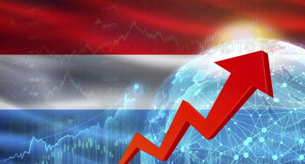 Global financial growth with Luxembourg flag. Financial growth with Luxembourg flag on economic background