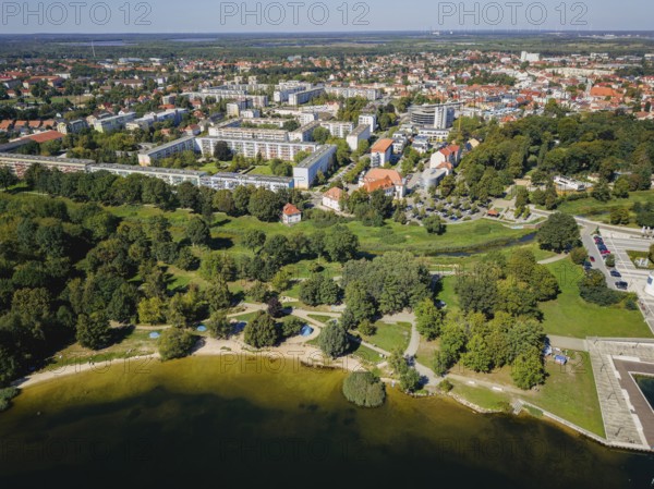 Senftenberg is a town in the south of Brandenburg on the lake of the same name. Bathing beach, Senftenberg, Brandenburg, Germany, Europe
