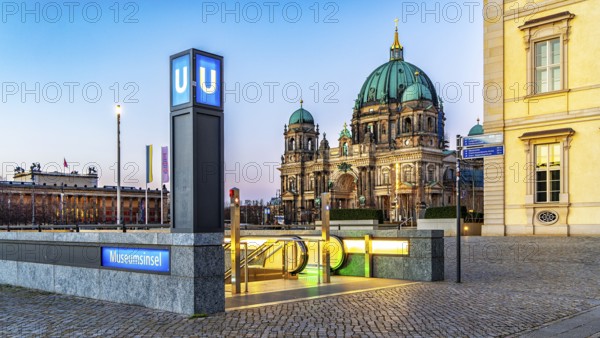 Night shots, Berlin Mitte, escalators and underground station Museumsinsel, Berlin, Germany, Europe