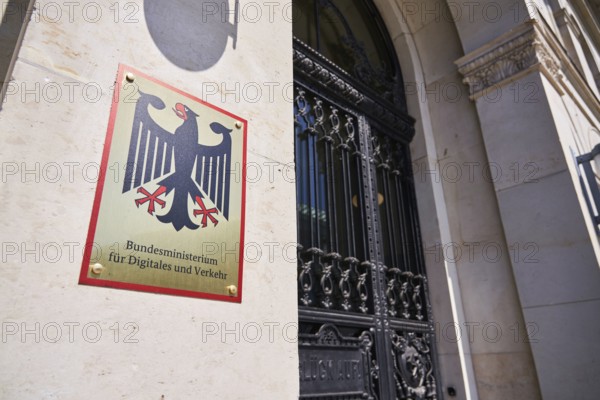 Sign Federal Ministry for Digital and Transport on the building of the ministry, Berlin, Berlin, Germany, Europe