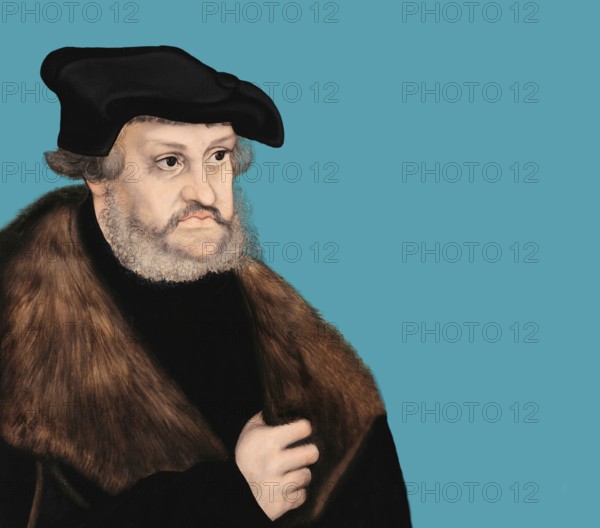 Frederick III or Frederick the Wise, 1463 - 1525, Prince-elector of Saxony, digitally edited after a painting by Lucas Cranach the Elder, Friedrich III. oder Friedrich der Weise, 1463 - 1525, Kurfürst von Sachsen