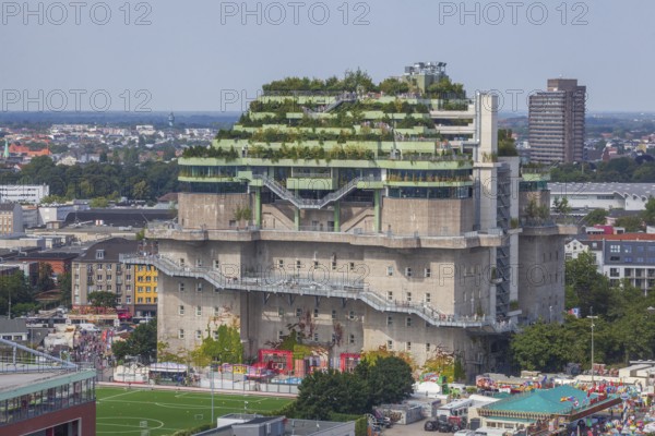 Feldstraße bunker, media bunker, high-rise bunker on Heiligengeistfeld with roof garden, Hamburg, Germany, Europe