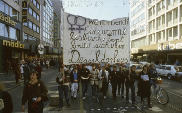 Düsseldorf. Women's demo. Lesbian group. 1981