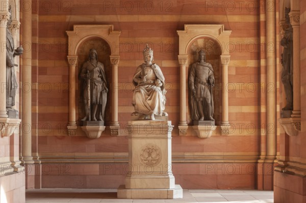 Porch of Speyer Cathedral with the cenotaph for Rudolf of Habsburg, Speyer, Palatinate, Rhineland-Palatinate, Germany, Europe