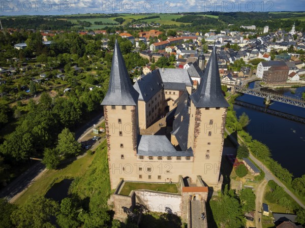 Rochlitz Castle is located in the west of the town of Rochlitz above the Zwickauer Mulde river in the district of Central Saxony in the Free State of Saxony. An extensive castle complex rises on the site of an imperial castle built in the second half of the 10th century, which passed into the possession of the Wettin margraves in 1143