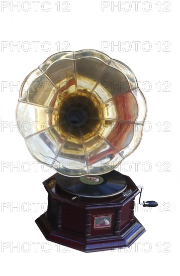 Record Player Gramophone Phonograph against White Background