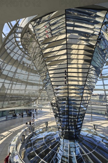 The dome of the Reichstag in Berlin. The architect Sir Norman Foster designed the steel and glass structure. Berlin, Berlin, Germany, Europe