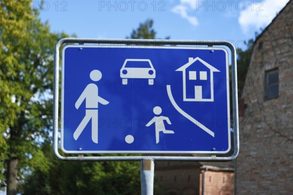 Traffic sign Traffic-calmed area, Play street, Brandenburg, Germany, Europe