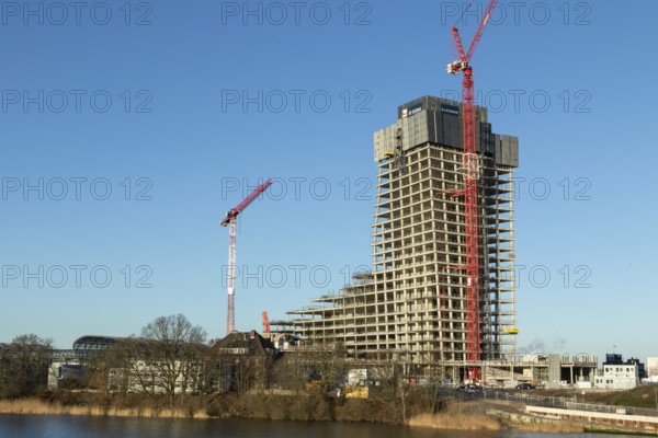Elbtower construction project halted due to insolvency, construction site of the unfinished skyscraper in Hafencity, Hamburg, Germany, Europe