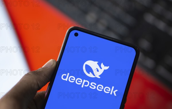 Deepseek Ai logo is displayed on smartphone.