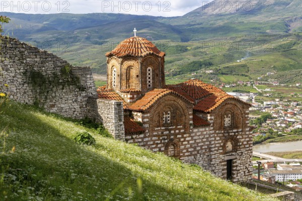 Byzantine architecture of Holy Trinity church, Citadel of Berat Castle, UNESCO World Heritage Site, Berat, Albania, Europe