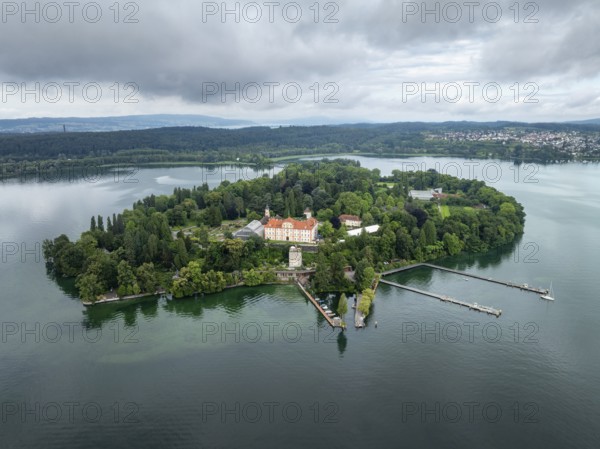 Aerial view of the island of Mainau in Lake Constance, district of Constance, Baden-Württemberg, Germany, Europe