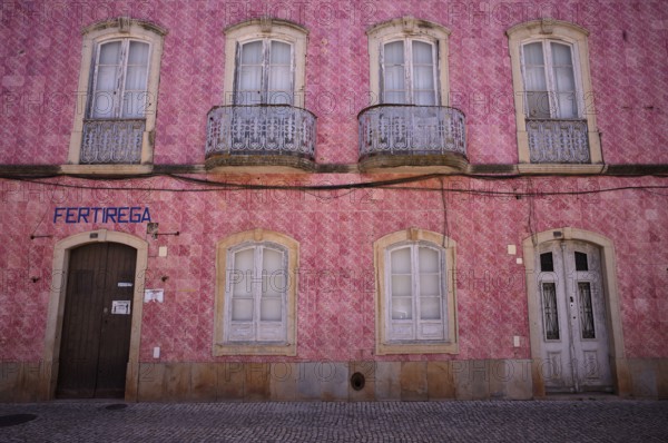 Azulejos, tiles, tile decoration, house facade, pink, pink, Silves, Algarve, Portugal, Europe
