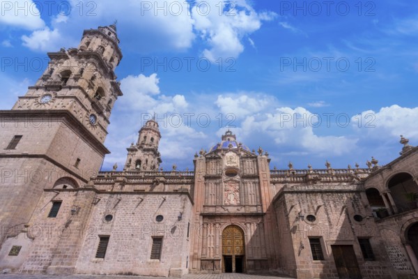 Mexico, Morelia, popular tourist destination Morelia Cathedral on Plaza de Armas in historic center, Central America