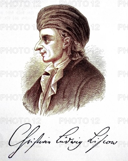 Christian Ludwig Liscow, 26 April 1701, 30 October 1760, was a German diplomat and satirical writer in the Age of Enlightenment, digital reproduction of an original from the 19th century, original date unknown