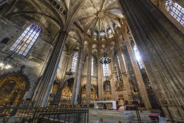 Main choir, nave, Cathedral, Catedral de la Santa Creu i Santa Eulalia, Barcelona, Catalonia, Spain, Europe