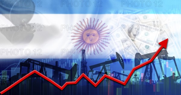 Concept of oil production with Argentina flag