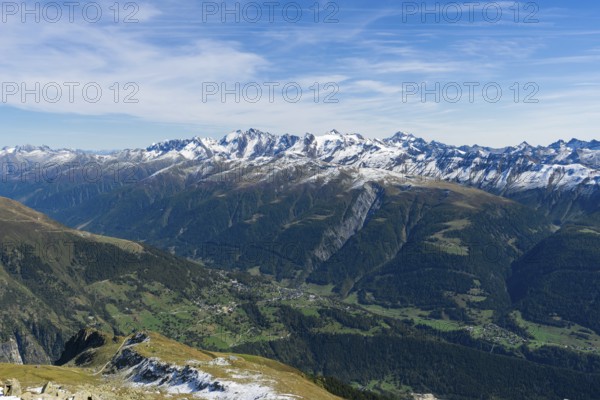 View of the Swiss Alps from the Eggishorn, Tourism, Travel, Rhone Valley, Valais, Switzerland, Europe