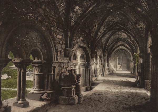 Ghent. Abbey of St Bavon. The cloister, Belgium, Historical, digitally restored reproduction from a 19th century original, Record date not stated, Europe