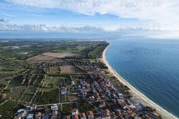 View from Nicotera from a drone, Vibo Valentia, Calabria, Italy, Europe