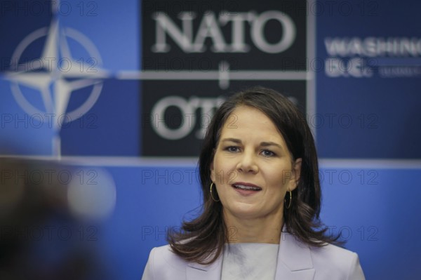 Annalena Bärbock (Alliance 90/The Greens), Federal Foreign Minister, gives a press briefing on the sidelines of the NATO summit in Washington. Washington, 11.07.2024