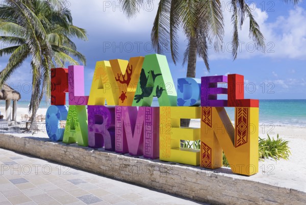 Playa Del Carmen, Quintana Roo, Mexico, September 10, 2021: Scenic beaches, playas, and hotels of Playa del Carmen, a popular tourism destination for vacations and holidays on Mayan riviera, Central America