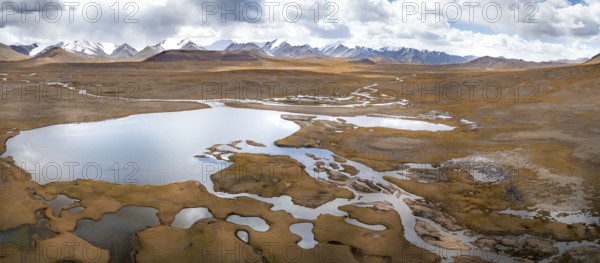 Highlands, mountains and lake, Kumtor, Kyrgyzstan, Asia