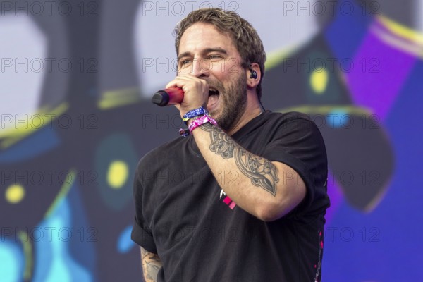 Adenau, Germany, 8 June 2024: Electric Callboy (Nico Sallach, vocals) play at Rock am Ring. The festival takes place at the Nürburgring race track near the town of Adenau from 7 to 9 June 2024, Europe