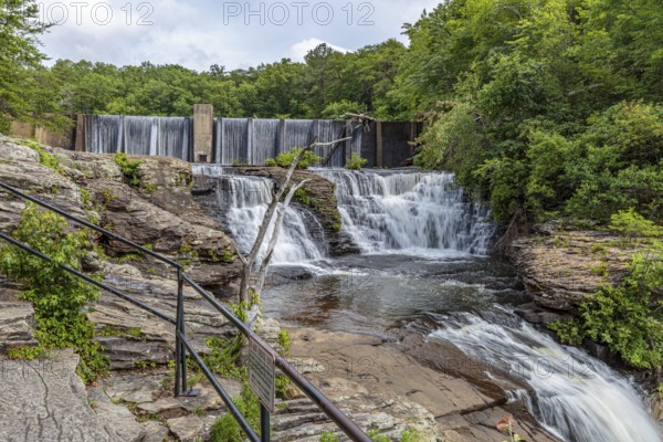 A. A. Miller dam and the upper section of Desoto Falls on the Little River at Desoto State park near Mentone, Alabama