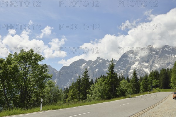 Rossfeldstraße, German Alpine Road, with the Hoher Göll, Berchtesgadener Land, Upper Bavaria, Bavaria, Germany, Europe