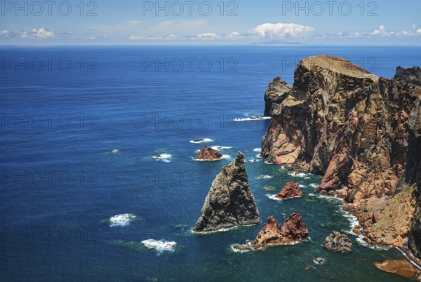 Madeira Island scenic rugged landscape, Ponta do Sao Lourenco cape, Miradouro do Abismo viewpoint. Madeira, Portugal, Europe
