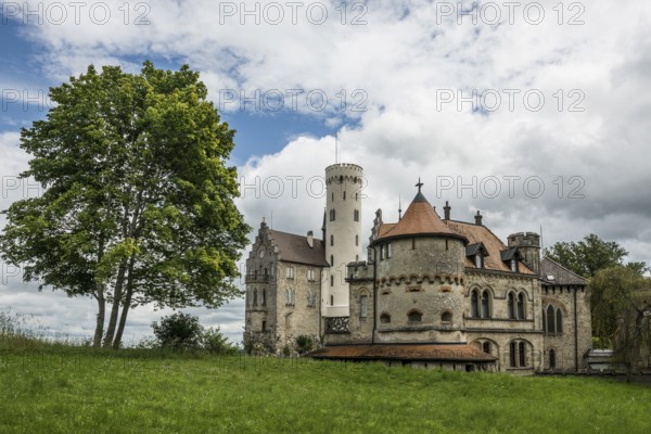 Lichtenstein Castle, Honau, Swabian Alb, Baden-Württemberg, Germany, Europe