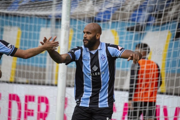 Football 3rd division, season 2024/25, matchday 8: Waldhof Mannheim vs Rot-Weiß Essen. Picture: Terrence Boyd after his winning goal to make it 1:0