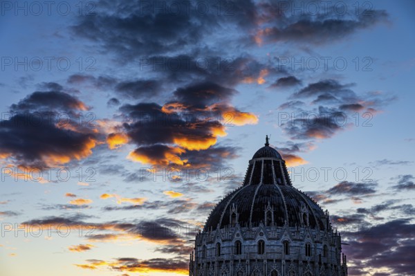 Baptistery at sunset, Pisa Tuscany, Italy, Europe