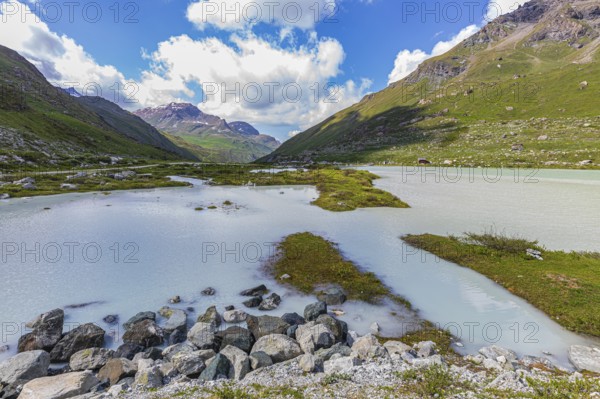 Glacial lake below the Moiry glacier, near Grimentz, Val d'Anniviers, Valais Alps, Canton Valais, Switzerland, Europe