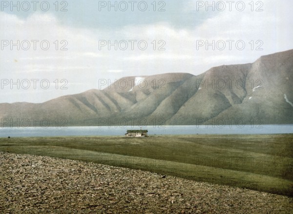 Advent Bay, Adventdalen, an approximately 30 km long U-valley on the island of Spitsbergen in Svalbard, around 1895, Historical, digitally restored reproduction from a 19th century original, Record date not stated