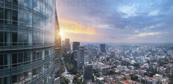 Panoramic skyline view of Mexico City business and Financial center close to Paseo De Reforma