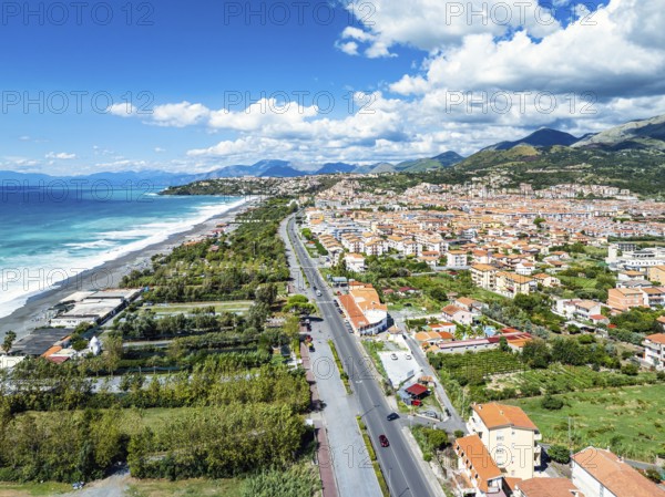 Scalea from a drone, Cosenza, Calabria, Italy, Europe
