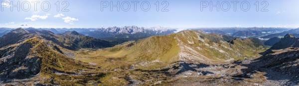 Alpine panorama, aerial view, Carnic High Trail, Carnic main ridge, Carnic Alps, Carinthia, Austria, Europe