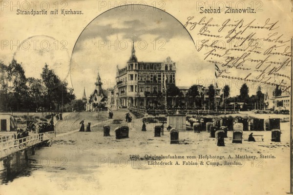 Historical postcard, picture postcard, Baltic resort Zinnowitz, Mecklenburg-Vorpommern, Germany, digitally enhanced reproduction of an original from around 1900, picture postcard, Europe